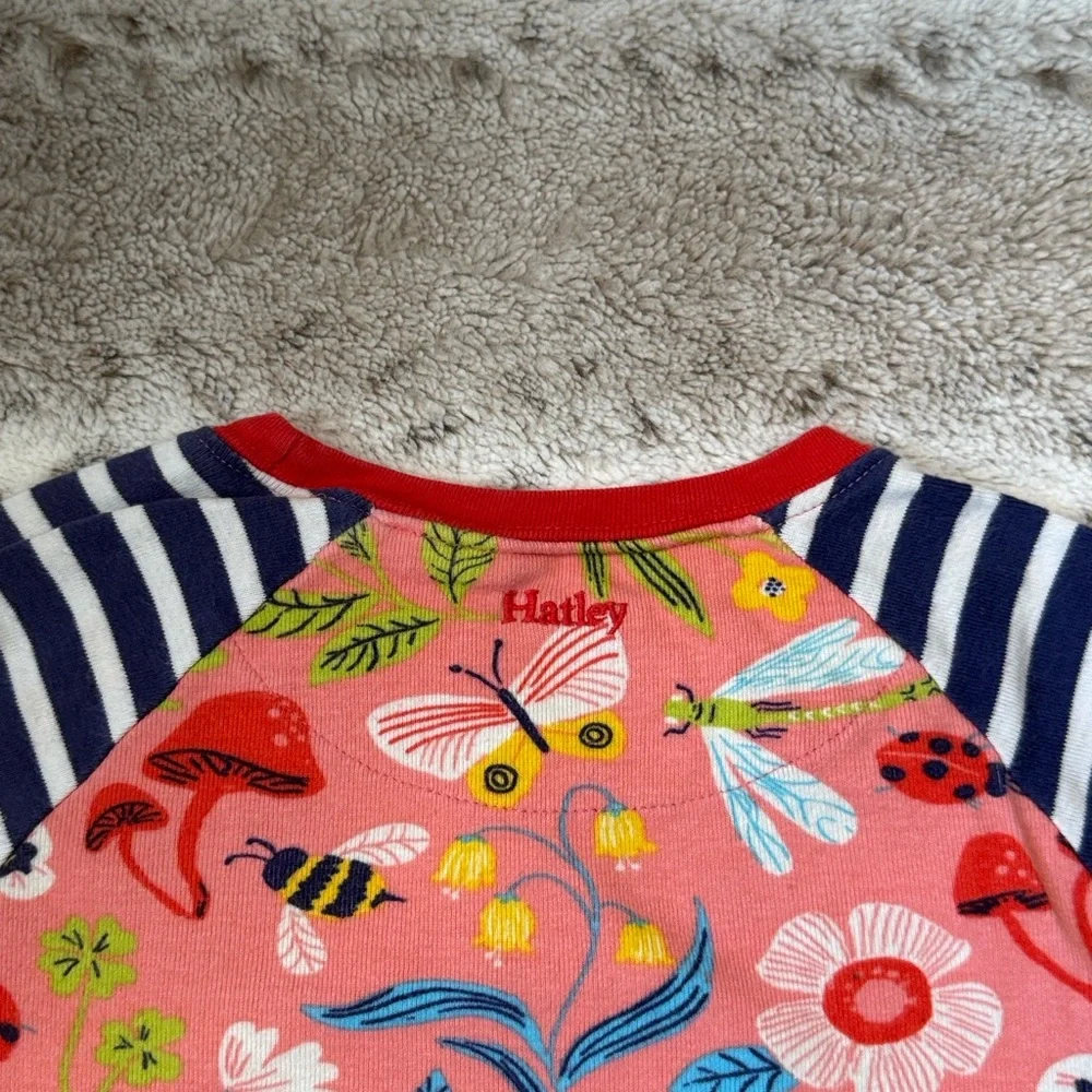 Hatley Kids floral pajama set girls size 10 hummingbird bugs garden party spring
